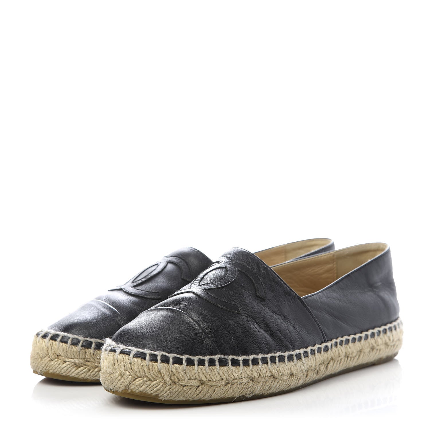 Chanel Lambskin CC Espadrilles 37 Black 3 of 10