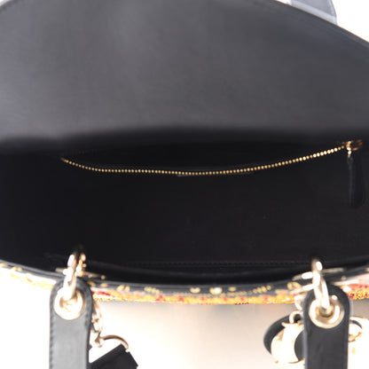 Christian Dior Smooth Calfskin Embroidered Animals Medium Lady Dior Black Multicolor 4 of 10