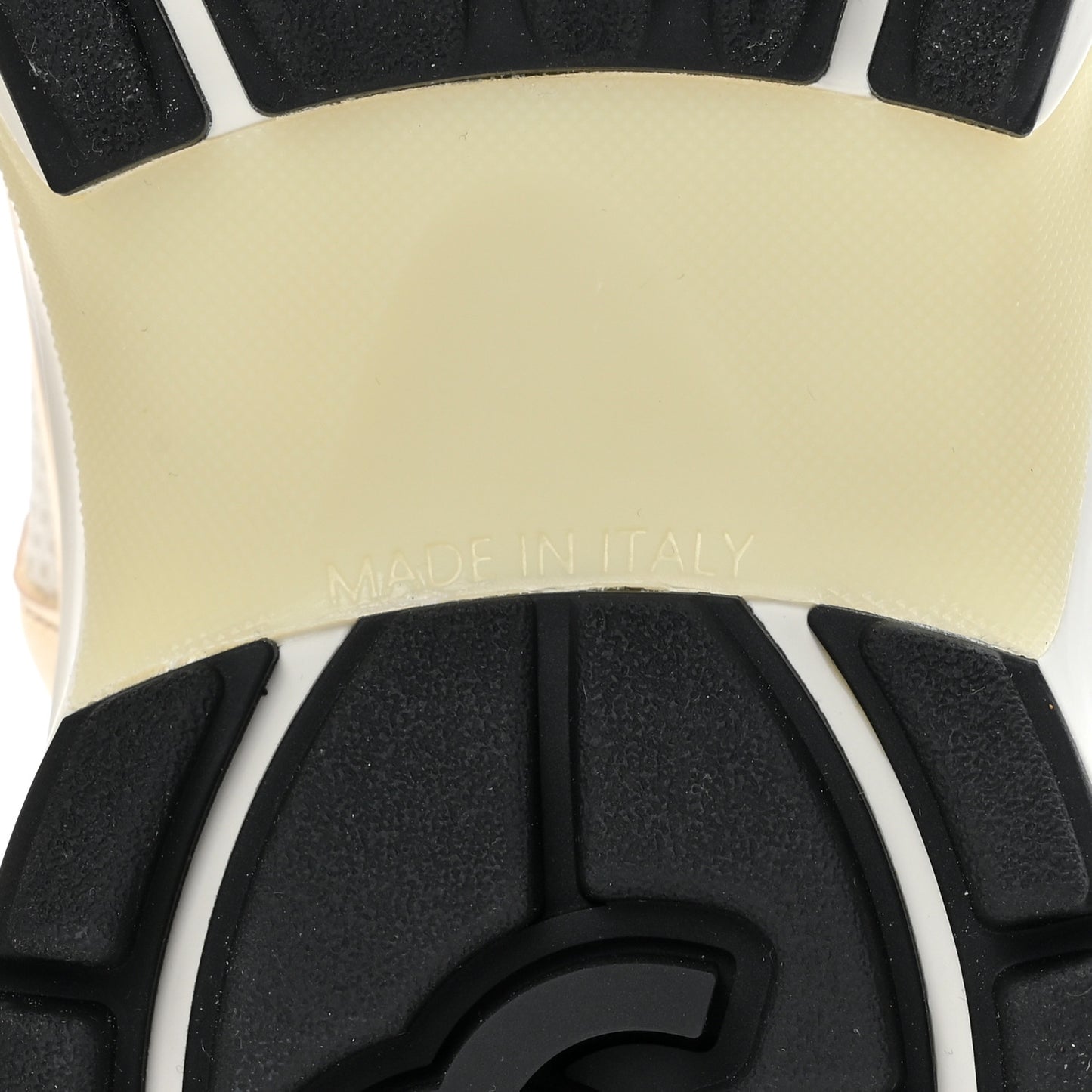 Fabric Laminated Calfskin Stretch CC Womens Sneakers 36 White Gold Silver