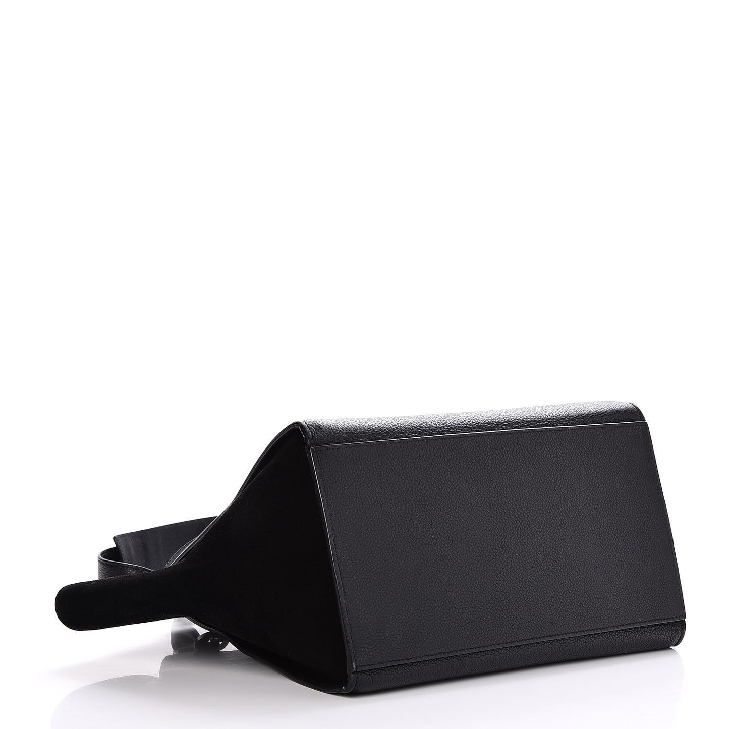 Drummed Calfskin Suede Small Trapeze Black
