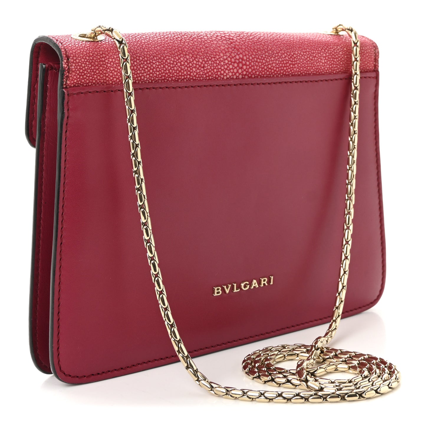 Calfskin Galuchat Serpenti Forever Crossbody Bag Dark Pink