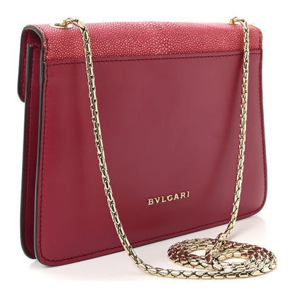 Bulgari Calfskin Galuchat Serpenti Forever Crossbody Bag Dark Pink 3 of 9