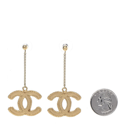 Chanel CC Drop Earrings Matte Gold 2 of 5