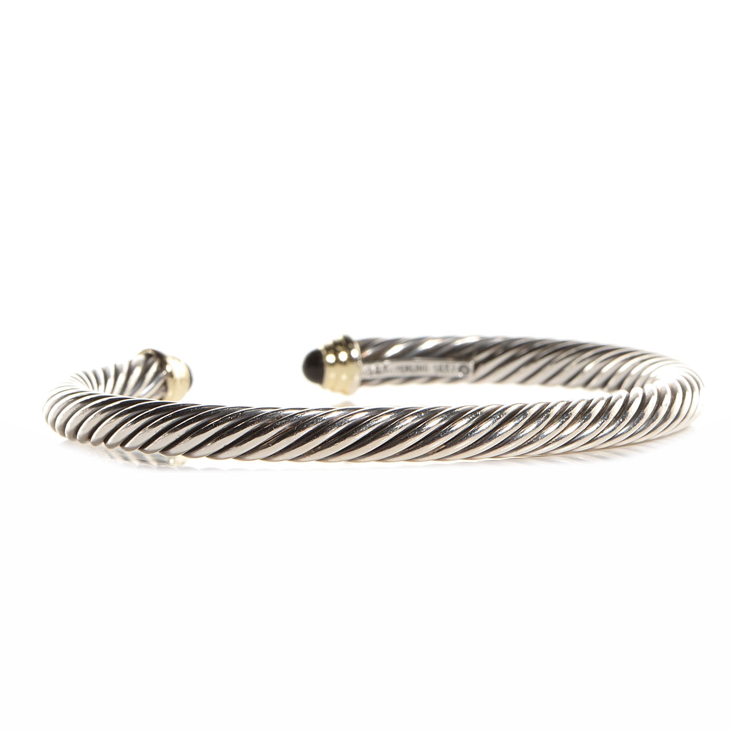 David Yurman Sterling Silver 14K Yellow Gold Black Onyx 5mm Cable Classics Bracelet 3 of 5
