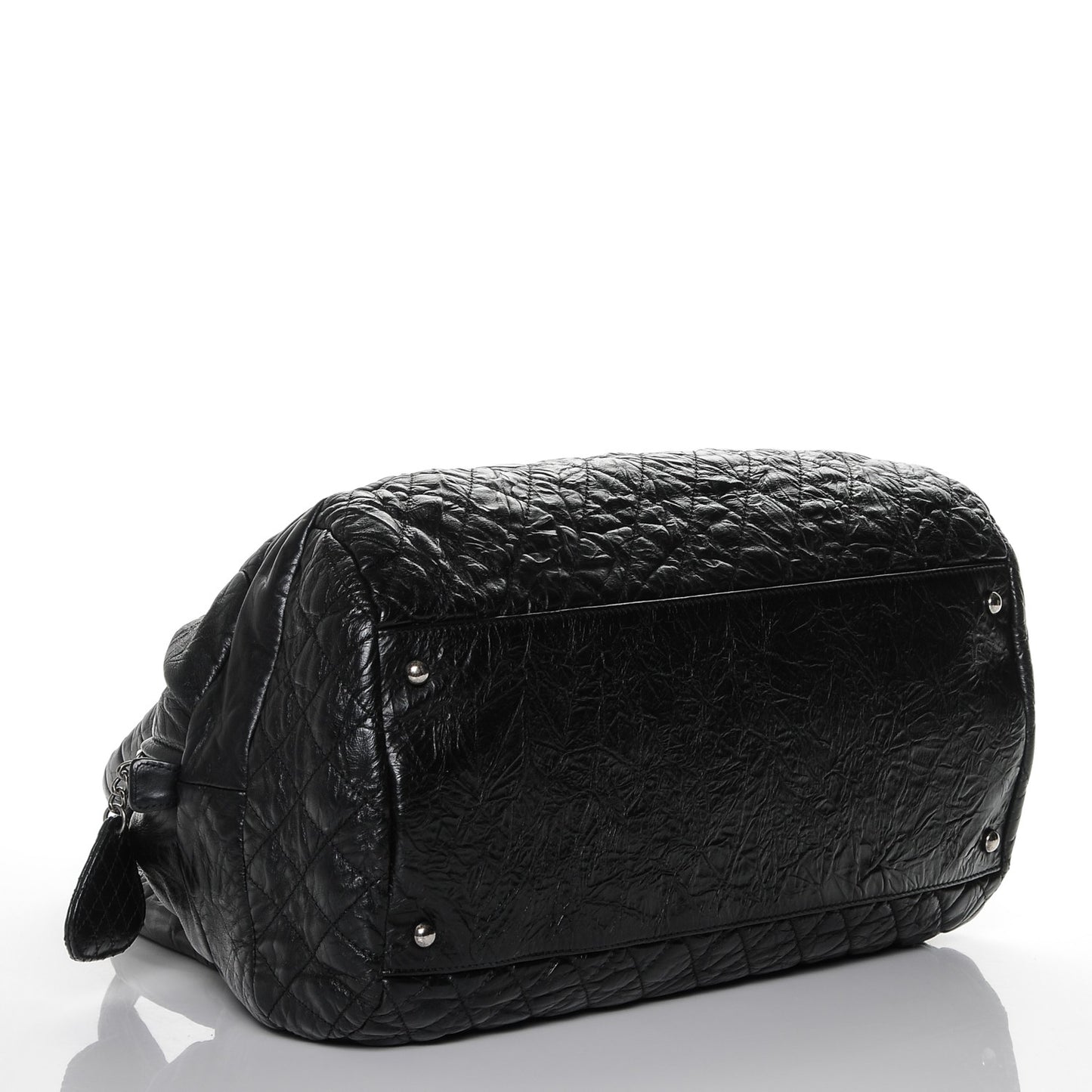 Aged Calfskin Coco Rider Bowling Bag Black