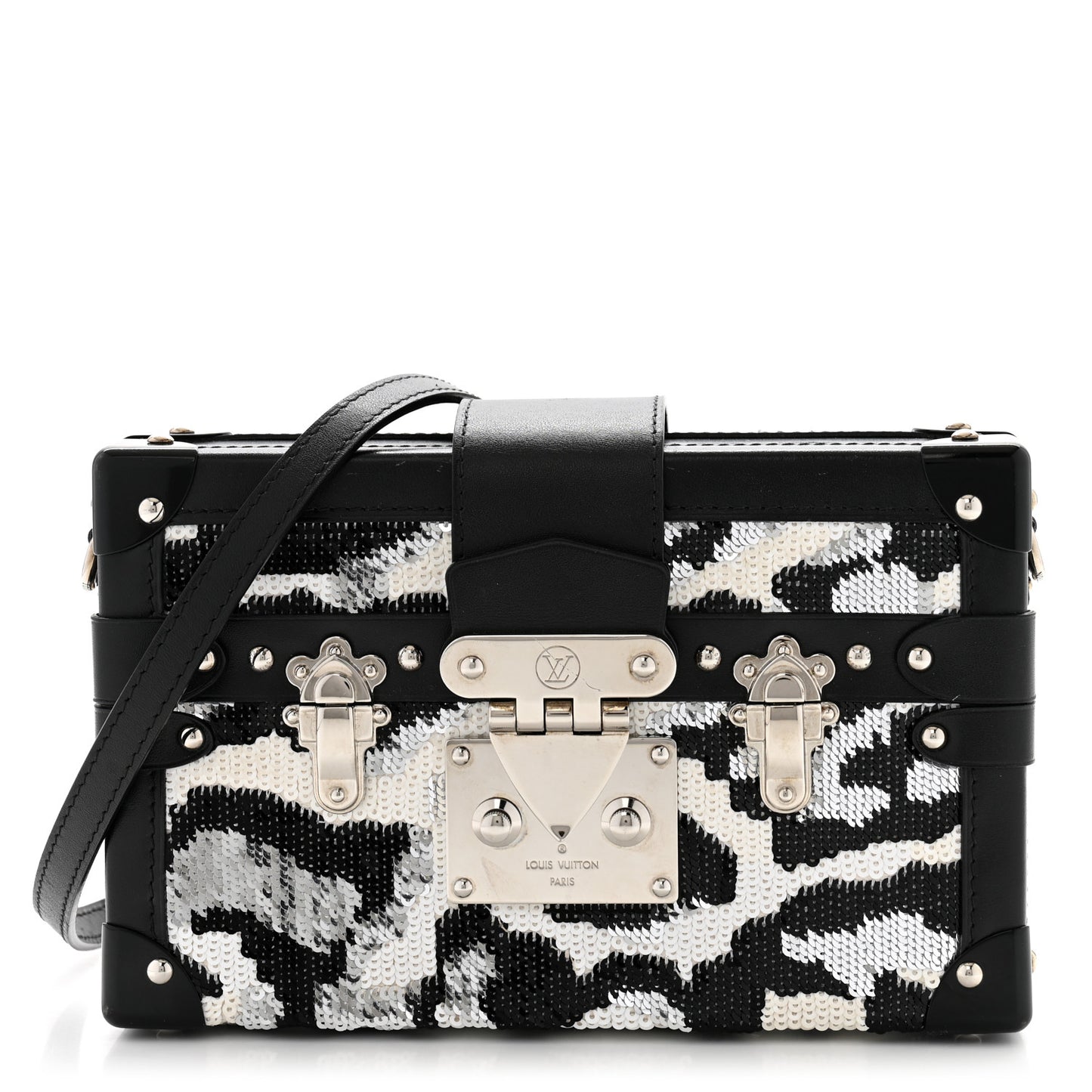 Sequins Leopard Petite Malle Black Gris