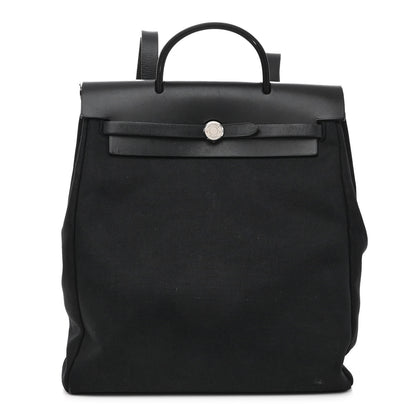 Hermes Toile Vache Calfskin Herbag 30 PM Backpack Black 1 of 11
