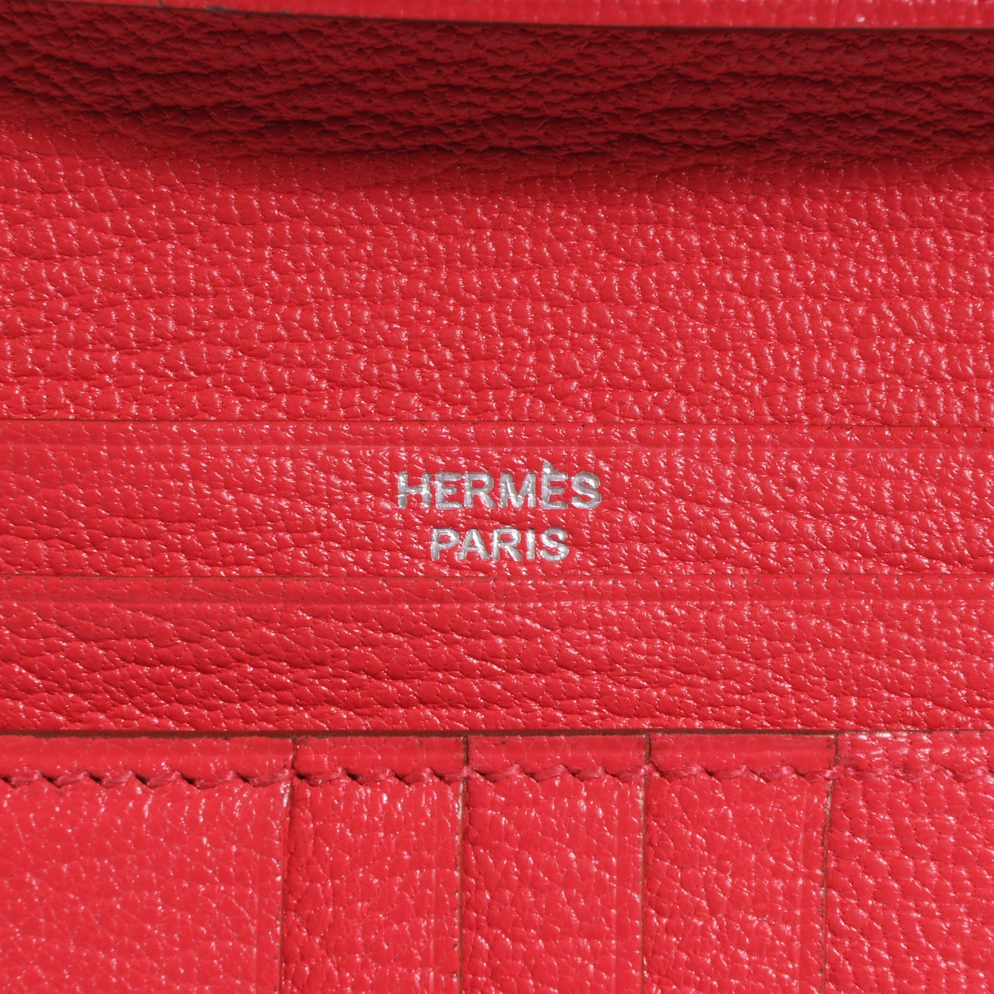 Hermes Chevre Mysore Bi-Color Compact Bearn Wallet Etoupe Bougainvillea 7 of 8