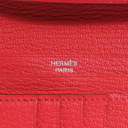Hermes Chevre Mysore Bi-Color Compact Bearn Wallet Etoupe Bougainvillea 7 of 8