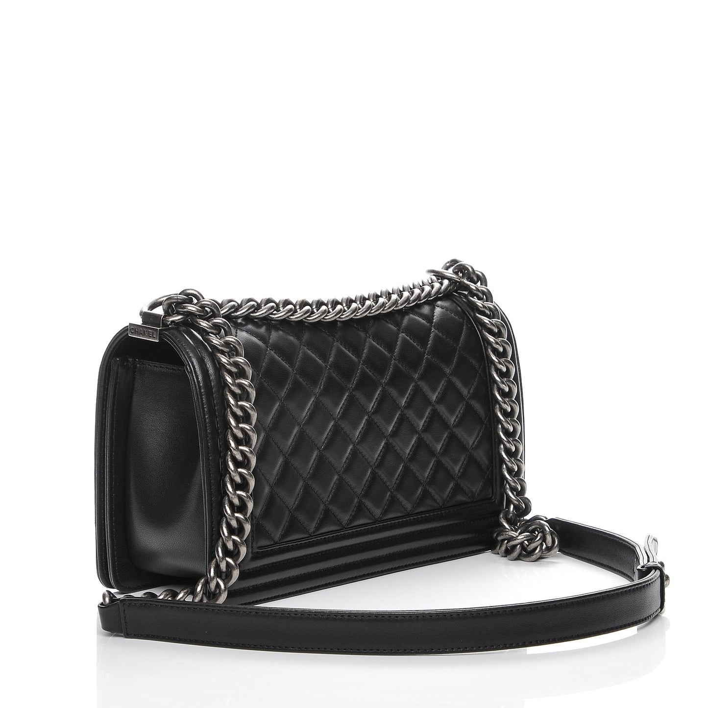 Lambskin Quilted Medium Boy Flap Black