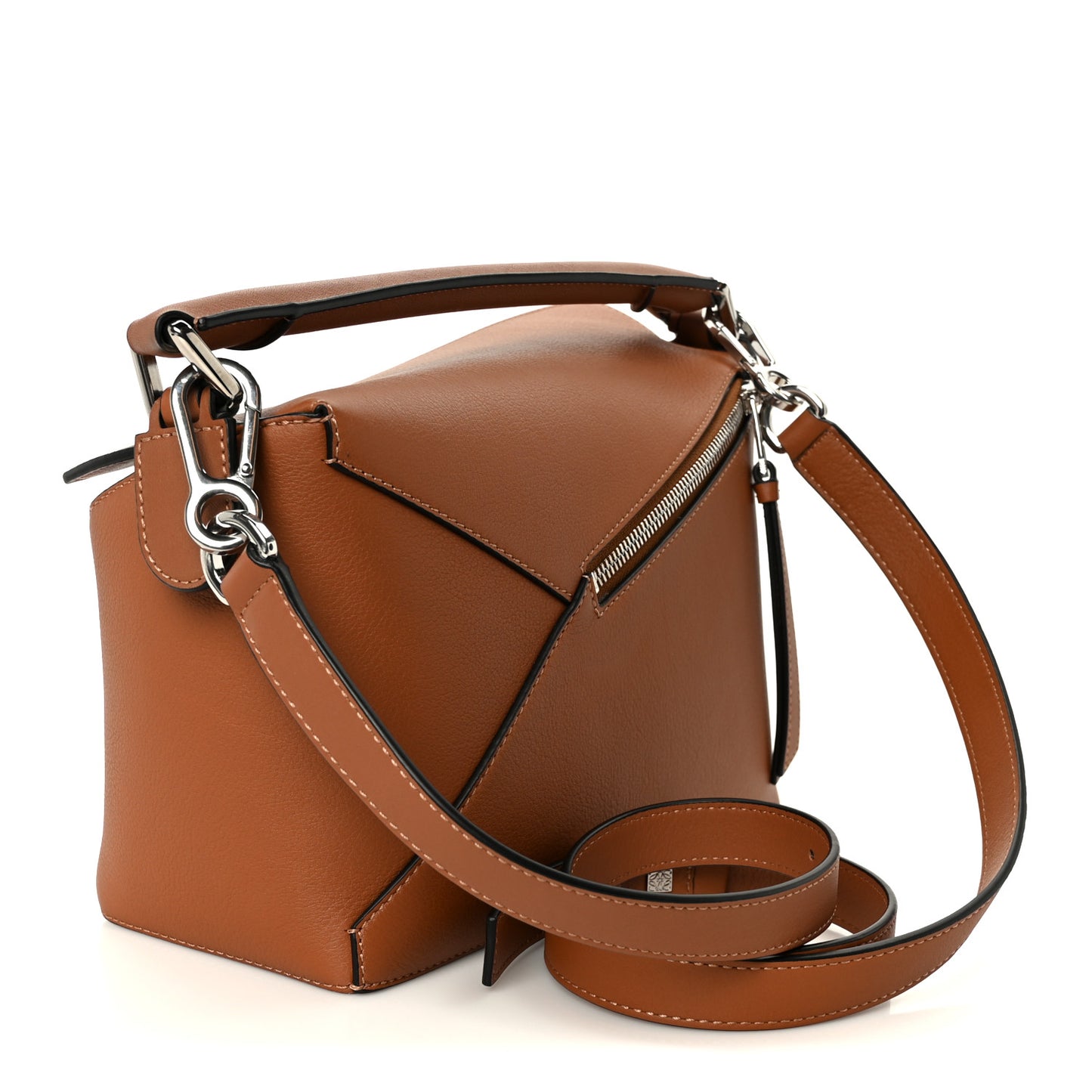 Calfskin Small Puzzle Edge Bag Tan
