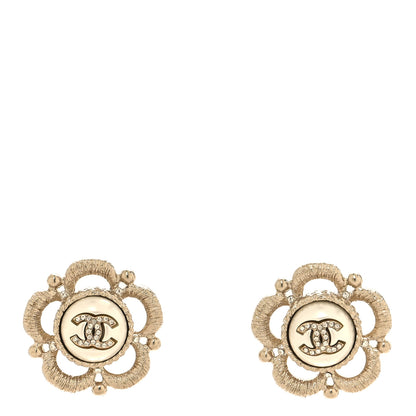 Chanel Flower CC Earrings Beige Gold 1 of 5