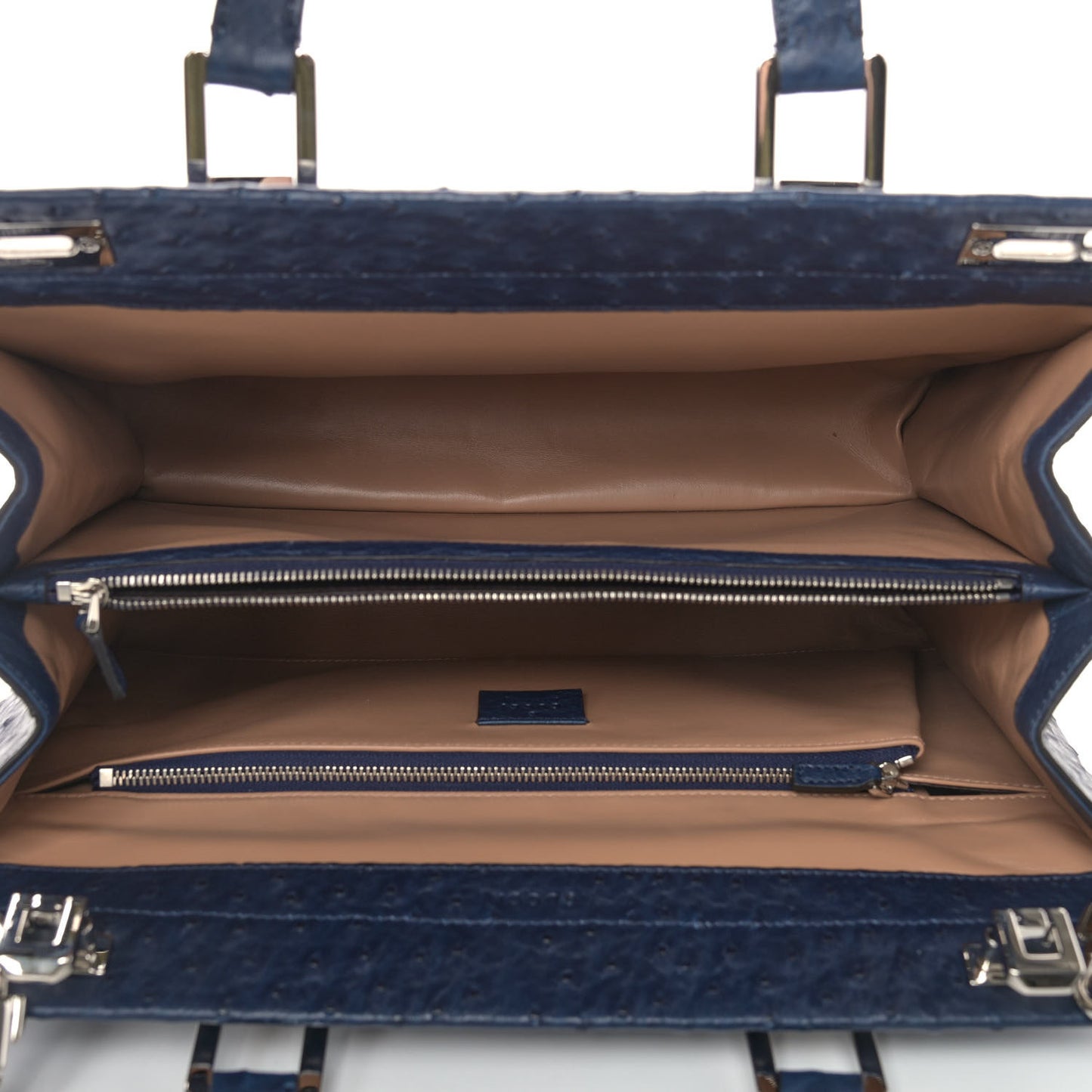 Ostrich Medium Zumi Top Handle Bag Blue