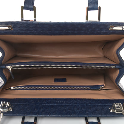 Gucci Ostrich Medium Zumi Top Handle Bag Blue 5 of 9