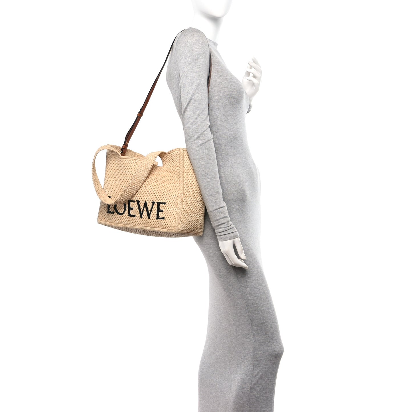 Raffia Small Paula's Ibiza Logo Tote Natural Tan