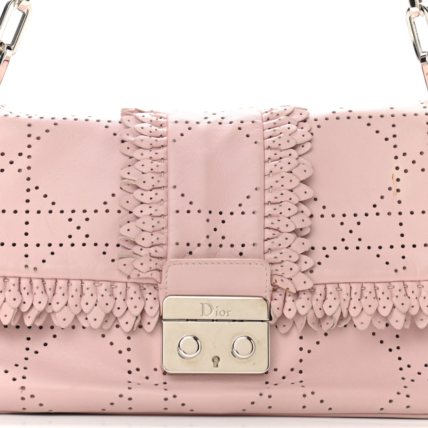 Lambskin Cannage Ruffle New Lock Flap Pink