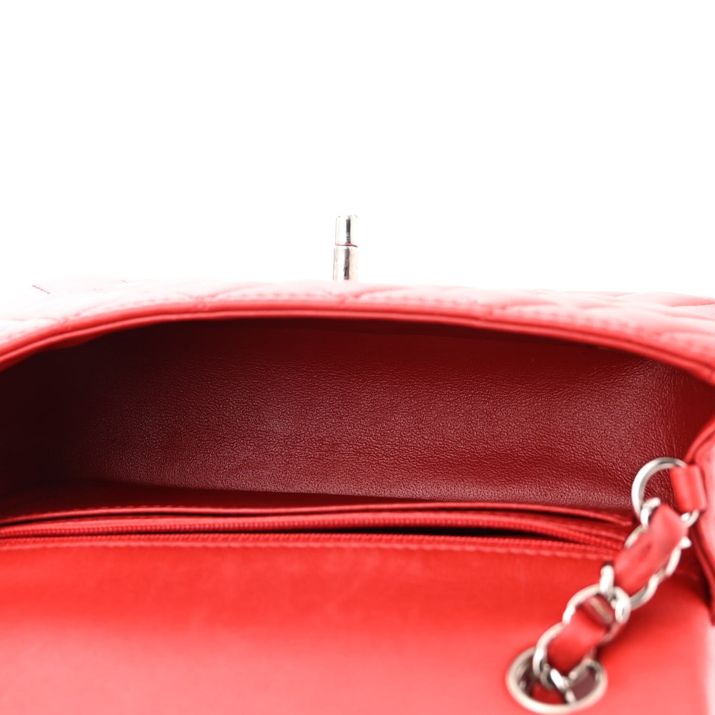 Lambskin Quilted Mini Rectangular Flap Red