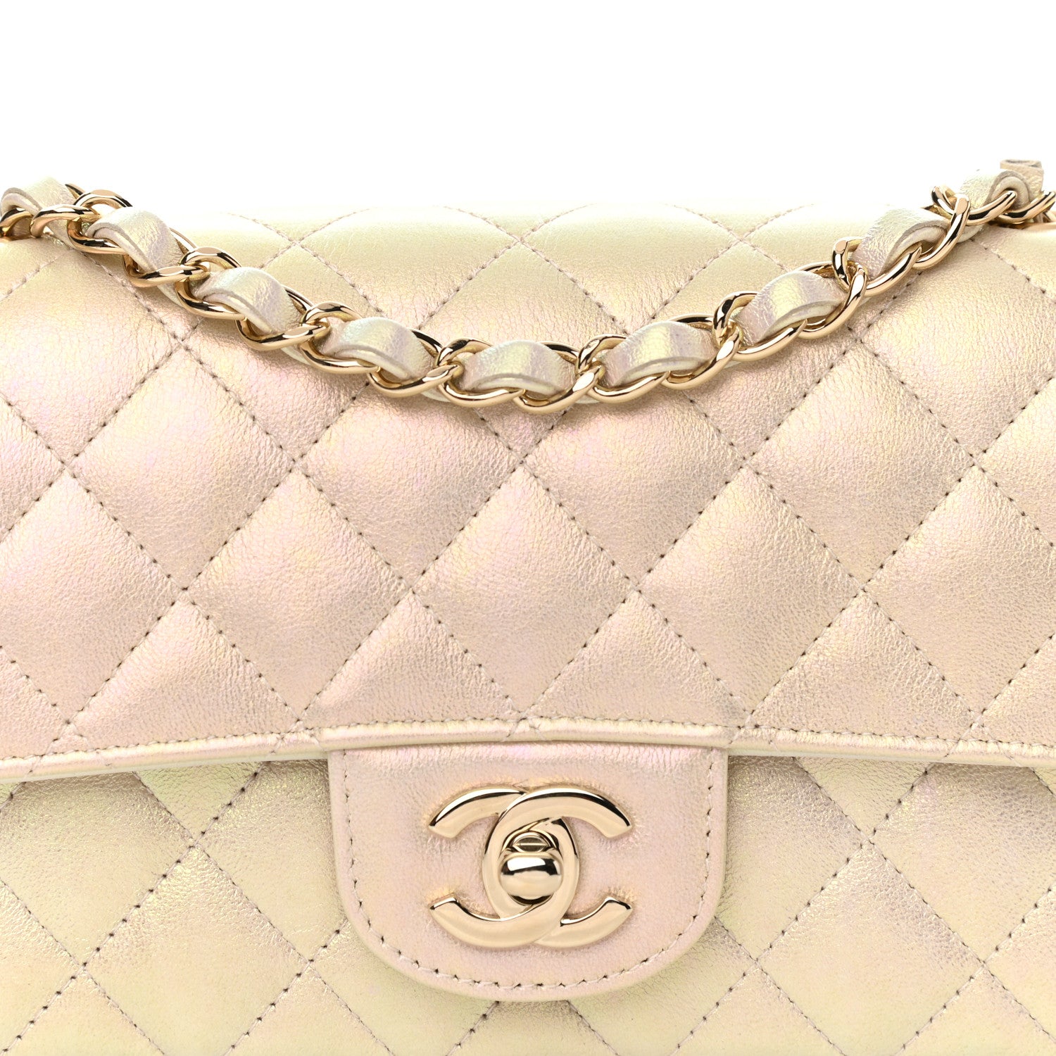 Chanel Iridescent Lambskin Quilted Mini Rectangular Flap Ivory 8 of 13