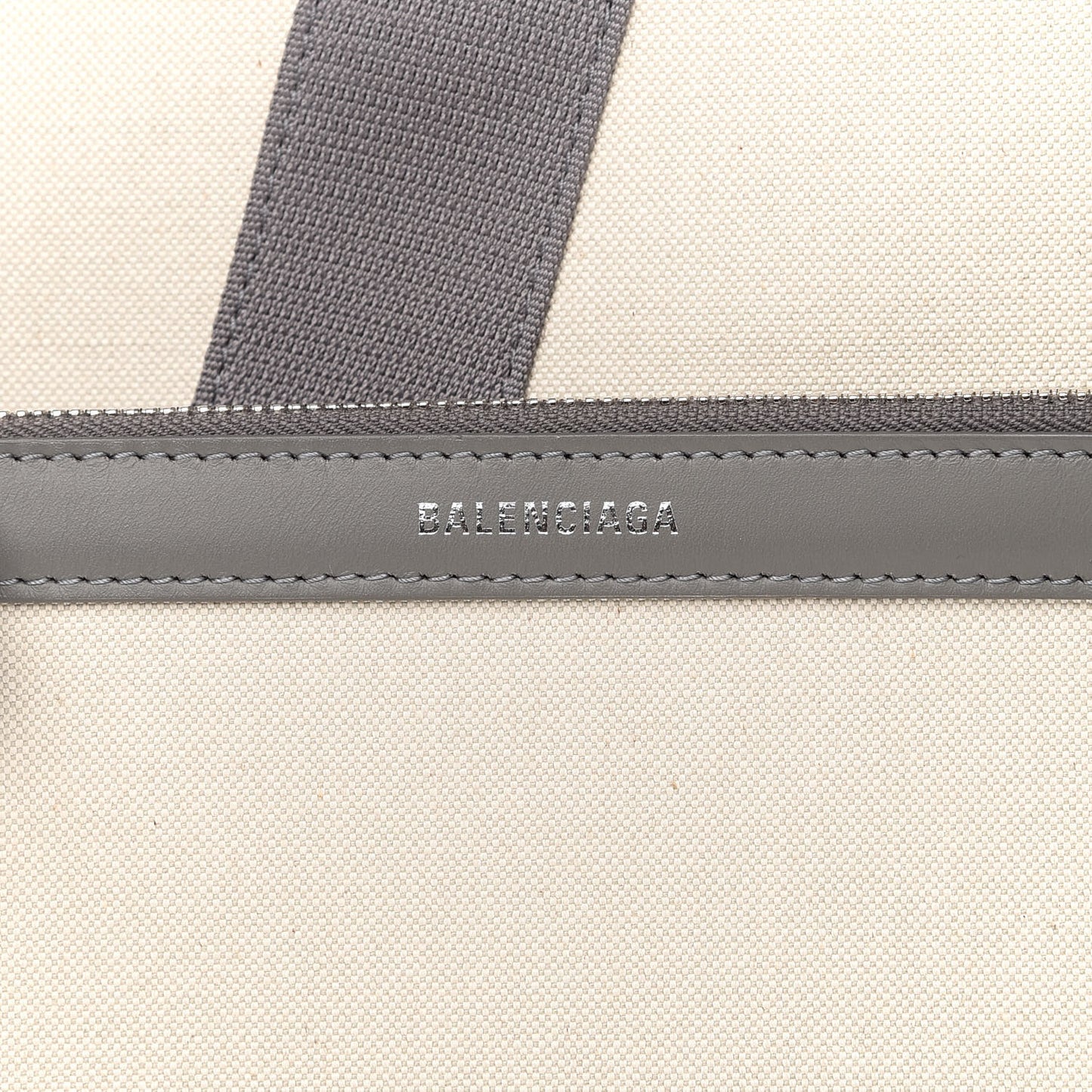 Cotton Canvas Calfskin M Navy Cabas Grey