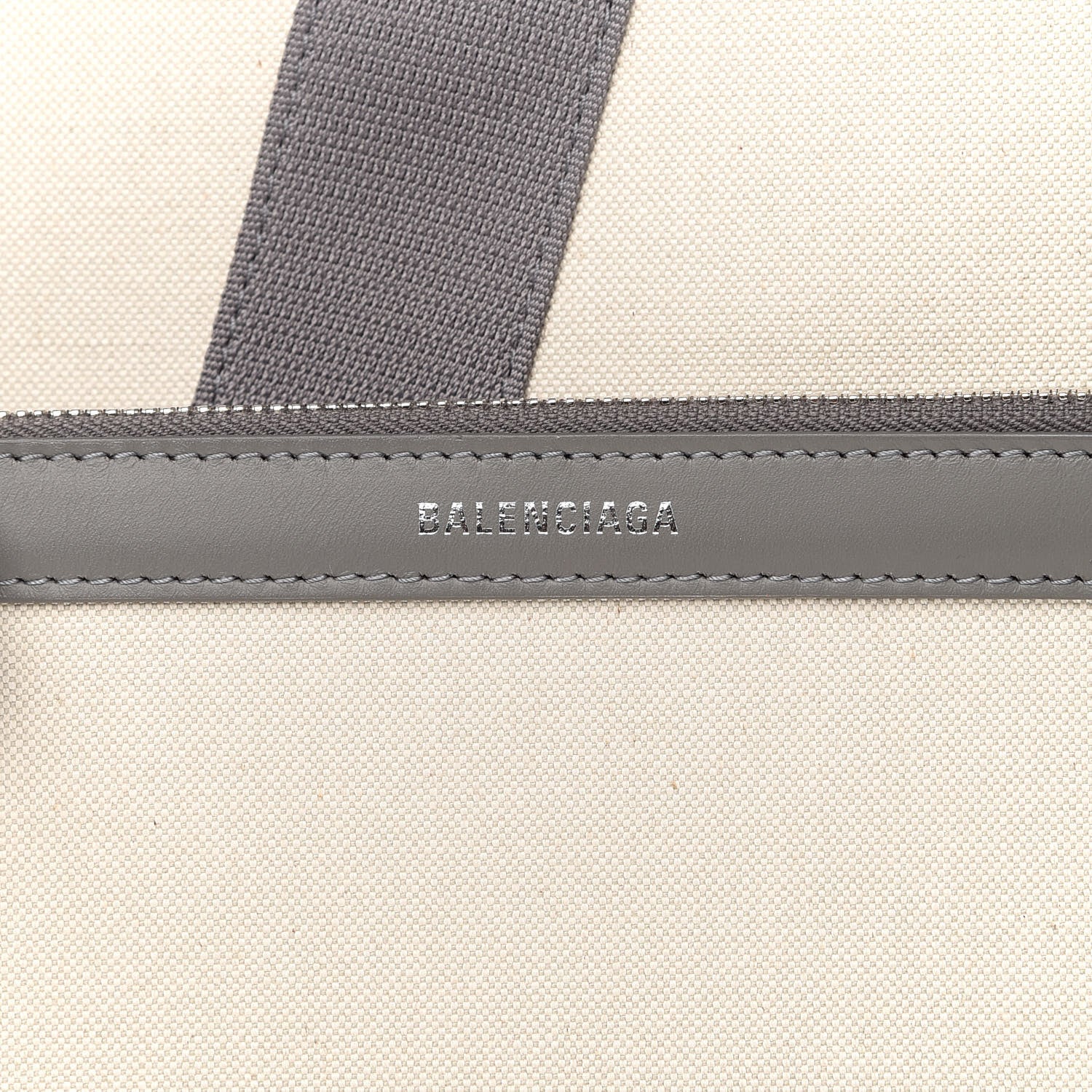 Balenciaga Cotton Canvas Calfskin M Navy Cabas Grey 8 of 13