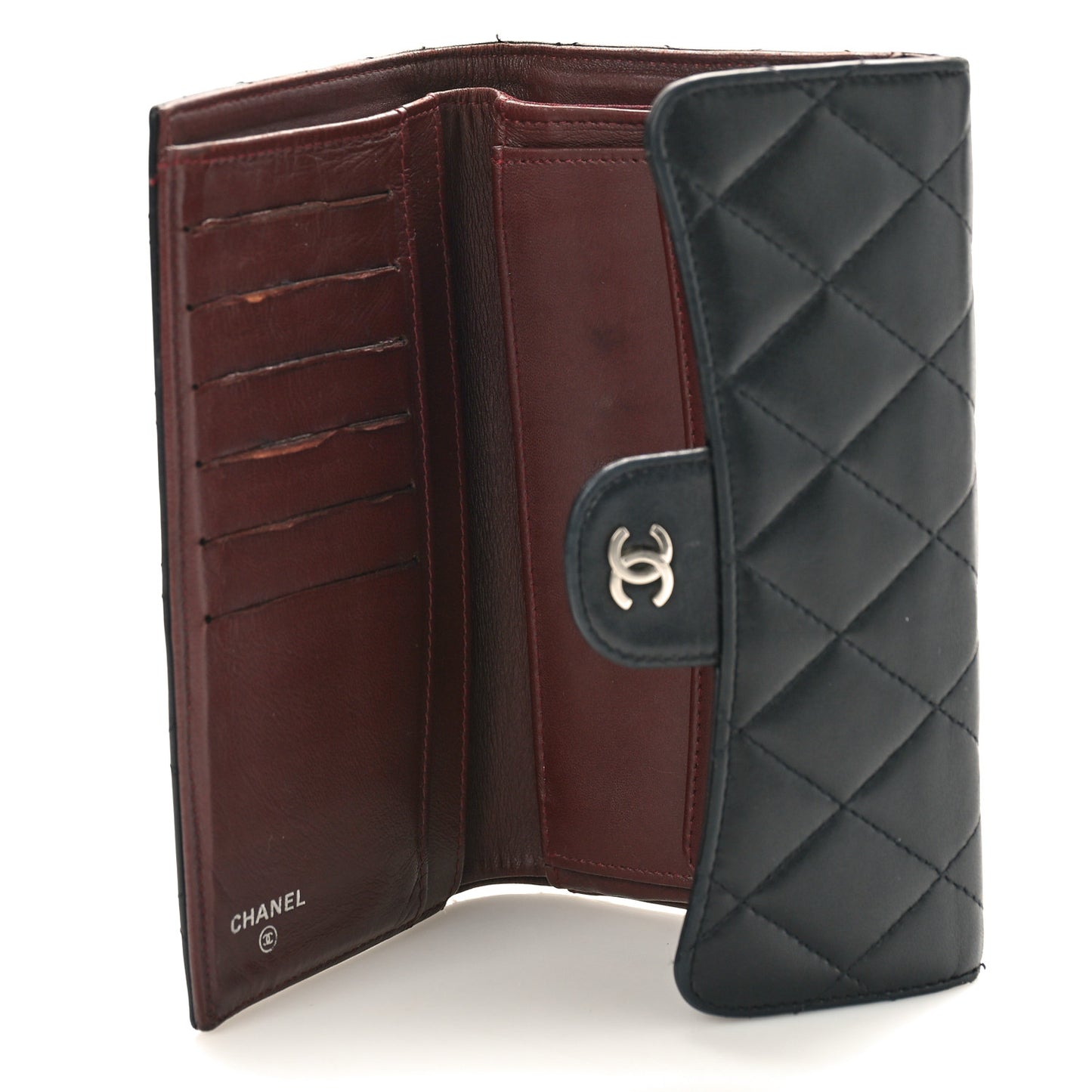 Lambskin Quilted Large Flap Wallet Black