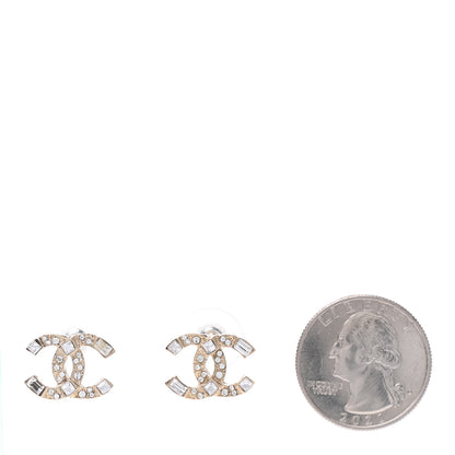Chanel Crystal Baguette CC Earrings Gold 2 of 4