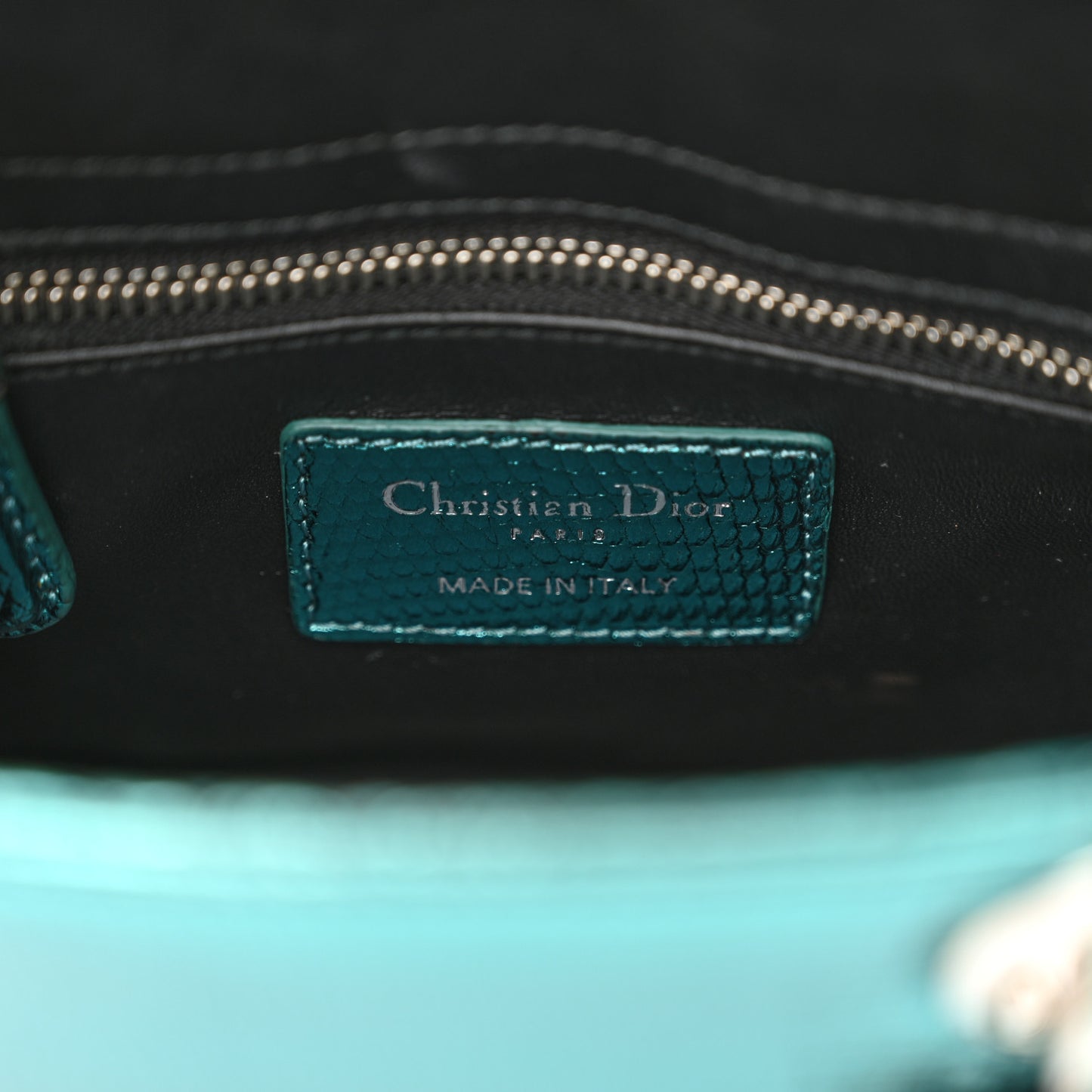 Metallic Lizard Mini Lady Dior Blue