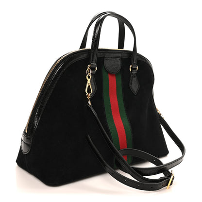 Gucci Suede Patent GG Web Medium Ophidia Top Handle Dome Bag Black 3 of 10