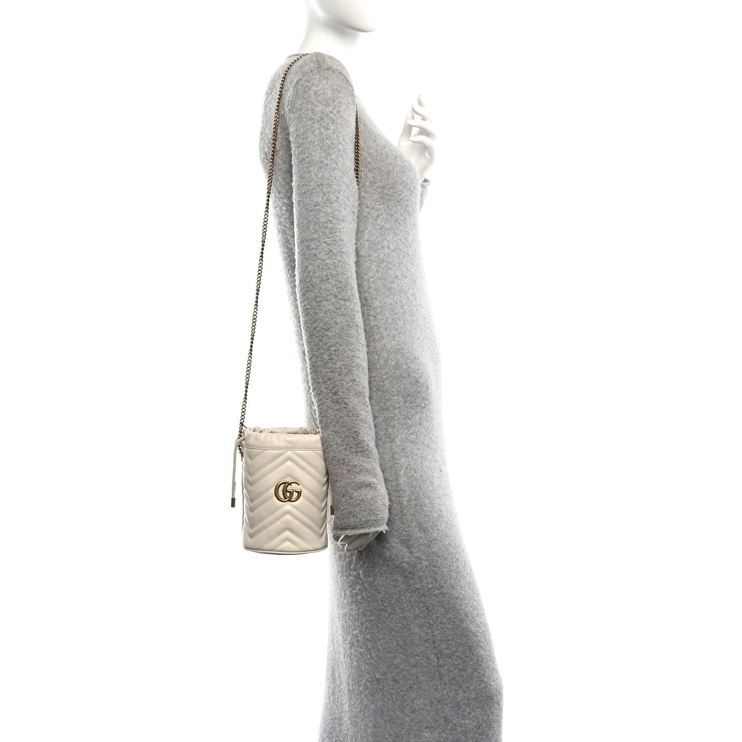 Gucci Calfskin Matelasse Mini GG Marmont 2.0 Bucket Bag White 2 of 11