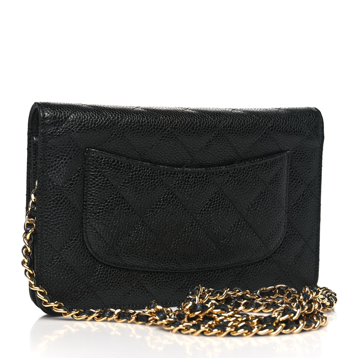 Caviar Quilted Wallet on Chain WOC Black