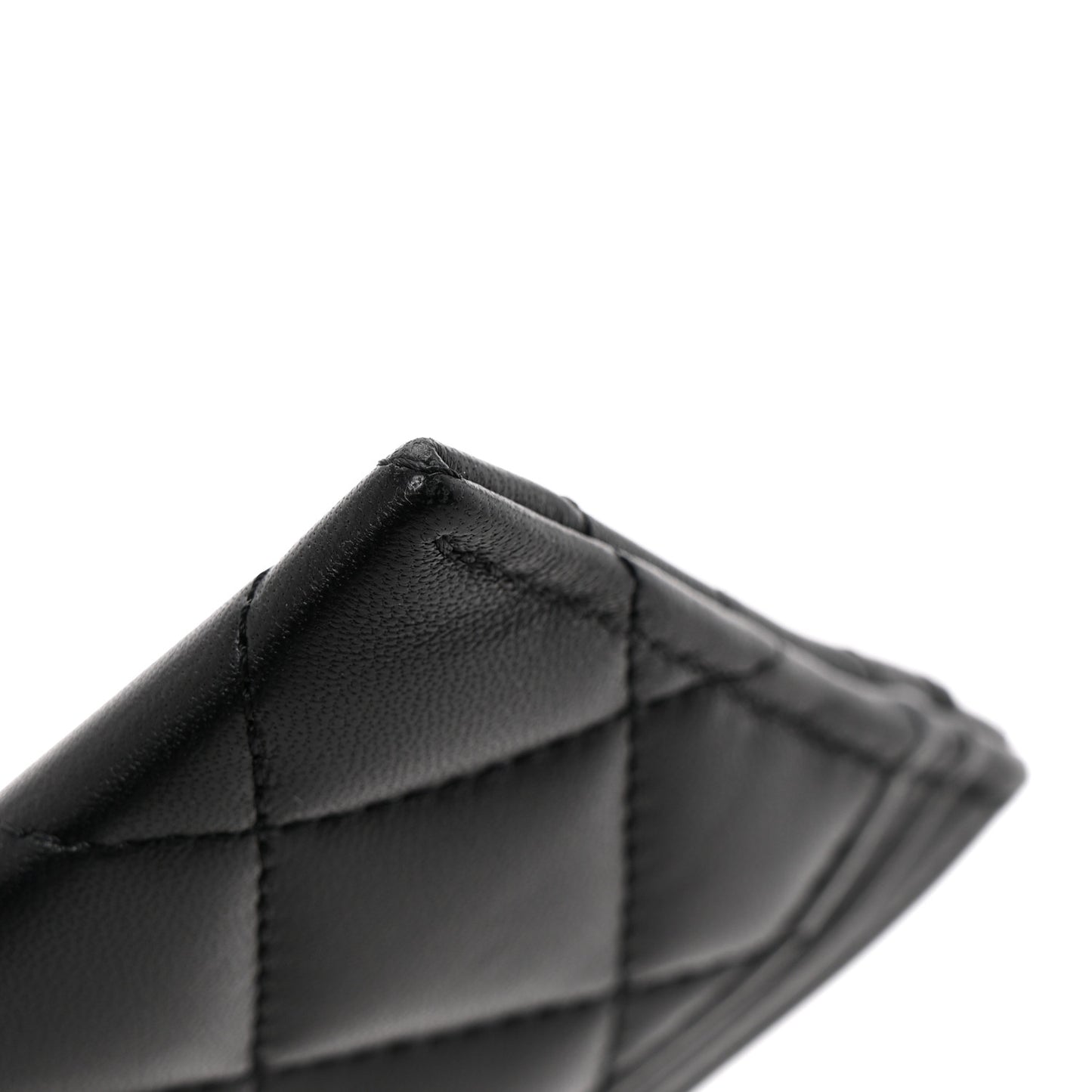 Lambskin Quilted Card Holder Black