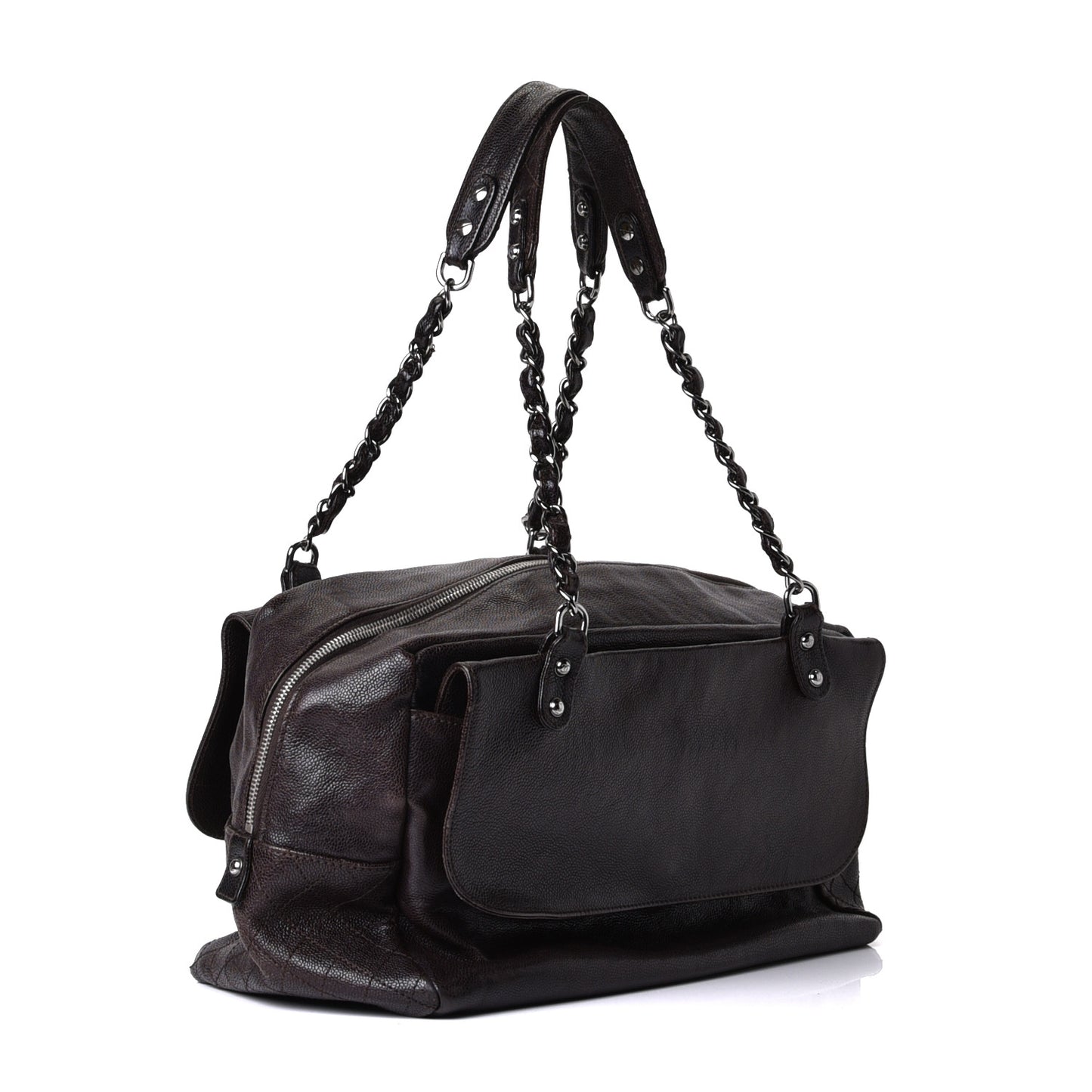 Glazed Caviar Pocket In The City Tote Brown