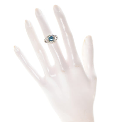 David Yurman Sterling Silver Diamond Blue Topaz 7mm Petite Albion Ring 49 5 2 of 5