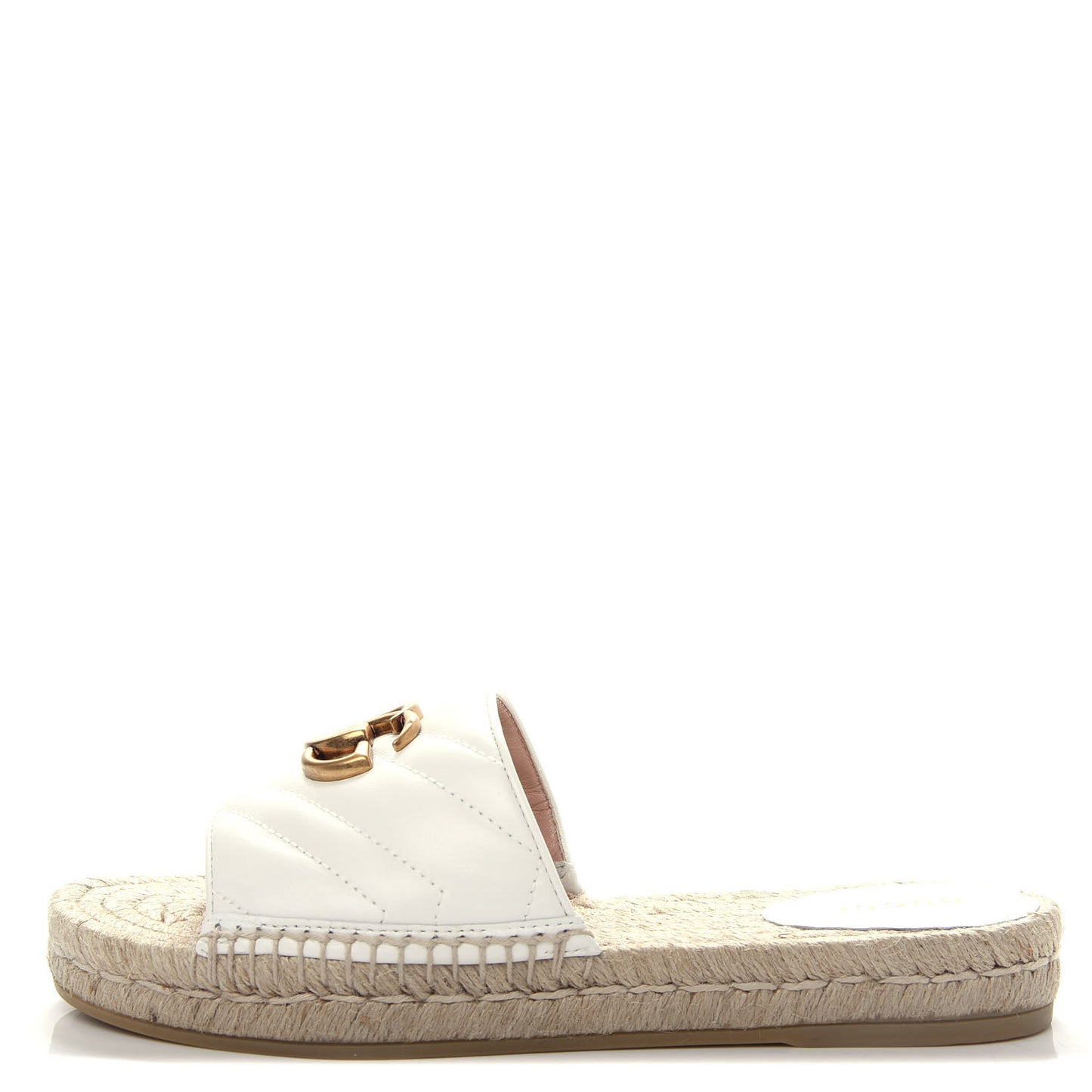 Nappa Matelasse GG Marmont Espadrille Slide Sandals 37 Great White