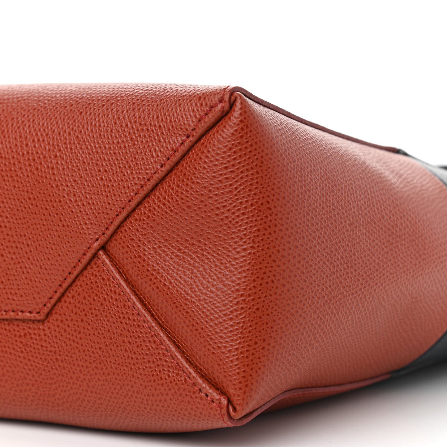 Grained Calfskin Small Vertical Bi-Cabas Navy Terracotta
