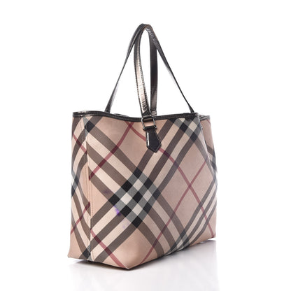 Burberry Patent Supernova Check Stanton Tote Dark Nickel 3 of 24