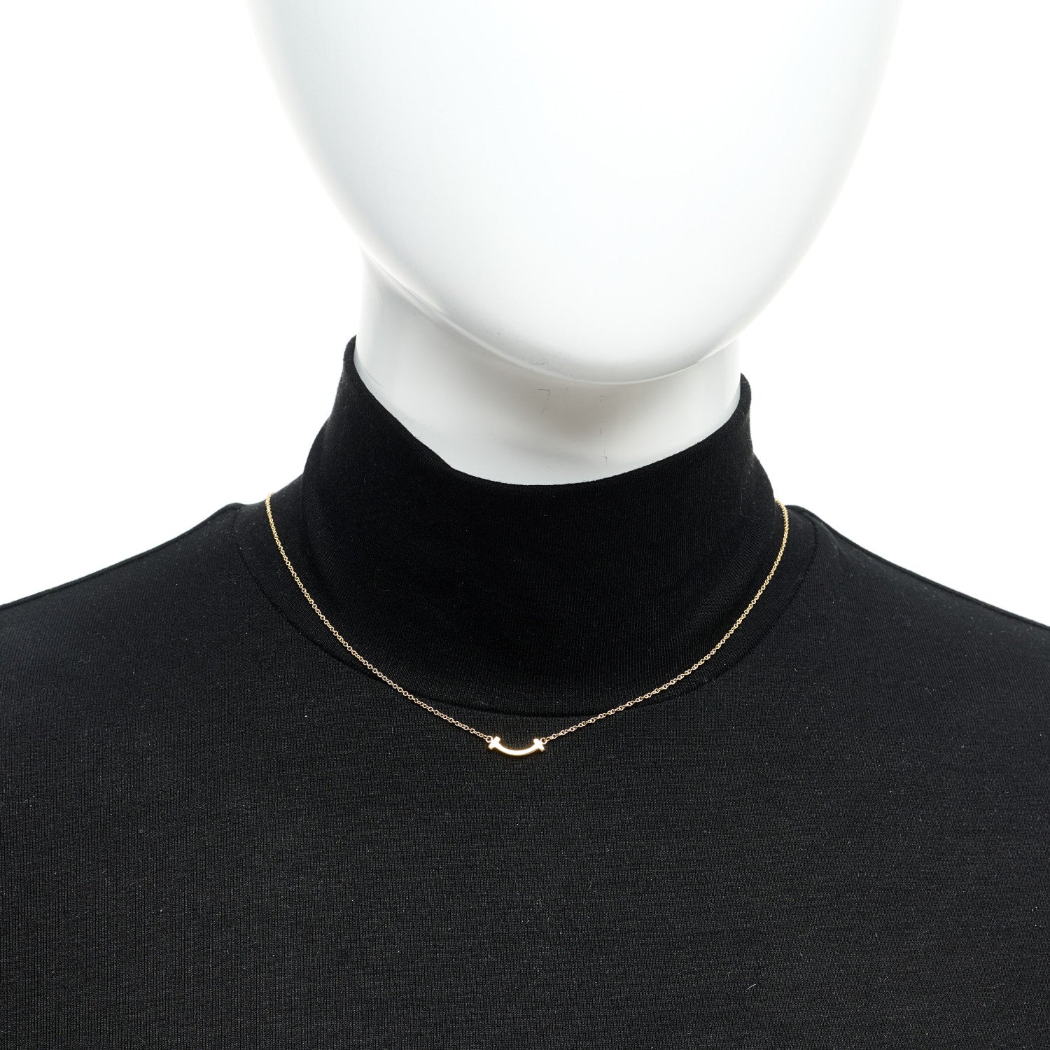 Tiffany 18K Yellow Gold Mini T Smile Pendant Necklace 5 of 5
