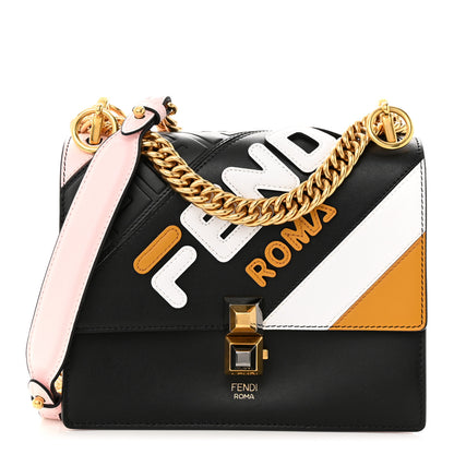 Fendi X FILA Vitello Liberty Mania Bi-Color FF 1974 Embossed Small Kan I Shoulder Bag Black 1 of 11