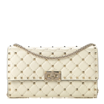 Valentino Garavani Nappa Rockstud Spike Wallet on Chain Light Ivory 1 of 10