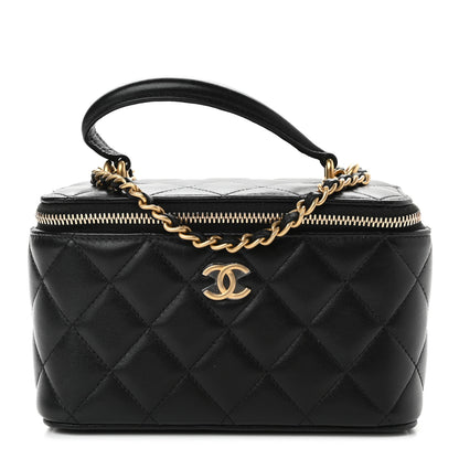 Chanel Lambskin Quilted Small Top Handle Vanity Case With Chain Black 1 of 8