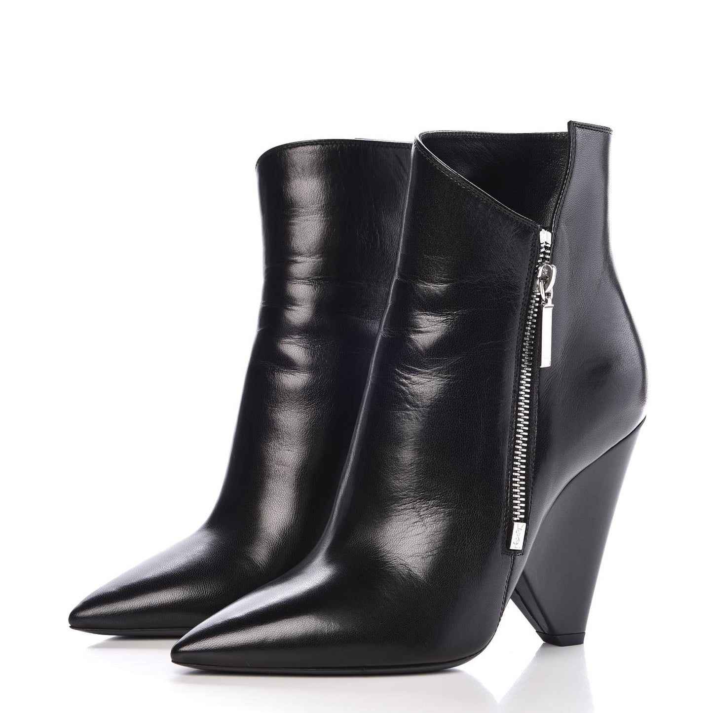 Calfskin Niki 105 Wedge Booties 38.5 Black