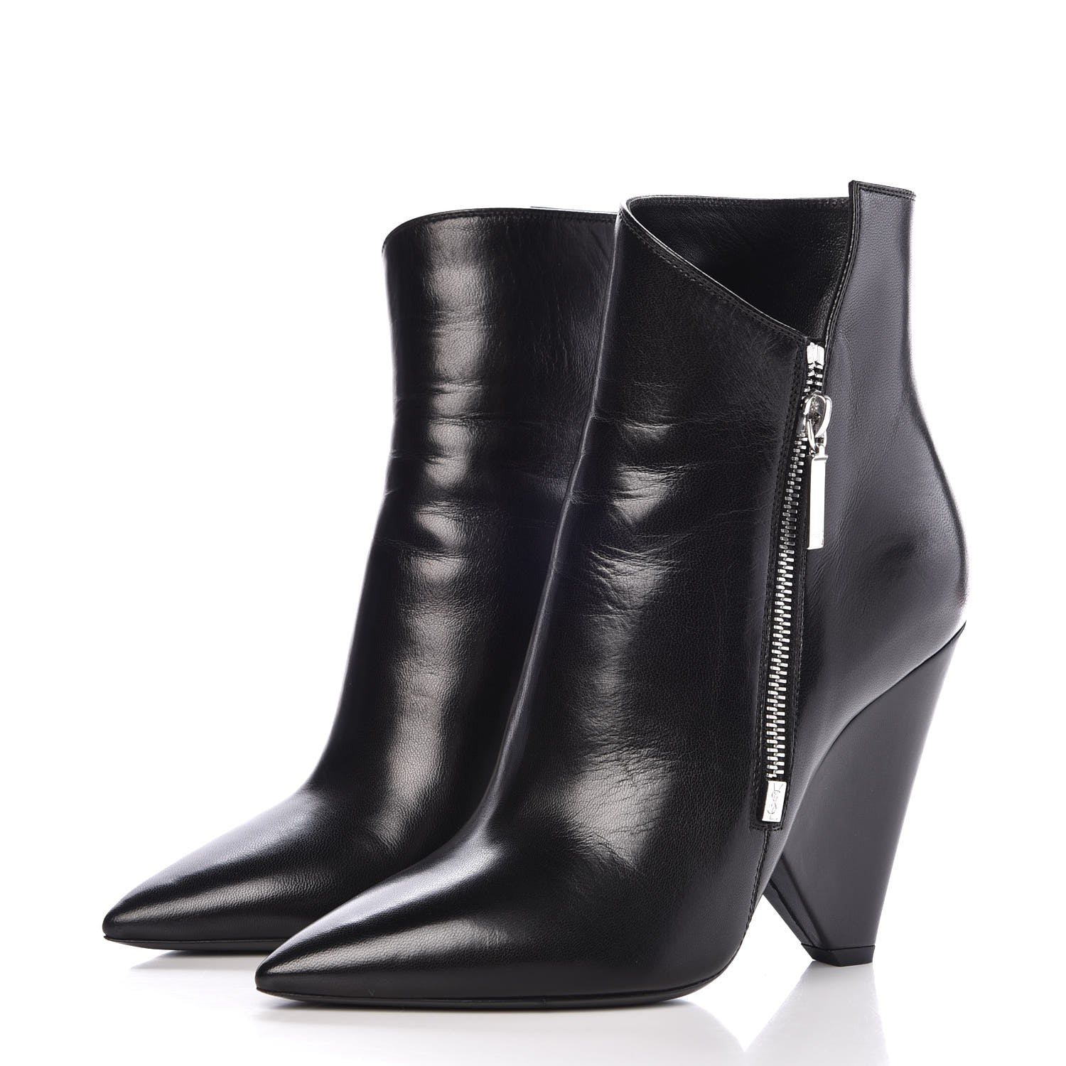 Saint Laurent Calfskin Niki 105 Wedge Booties 38.5 Black 3 of 9