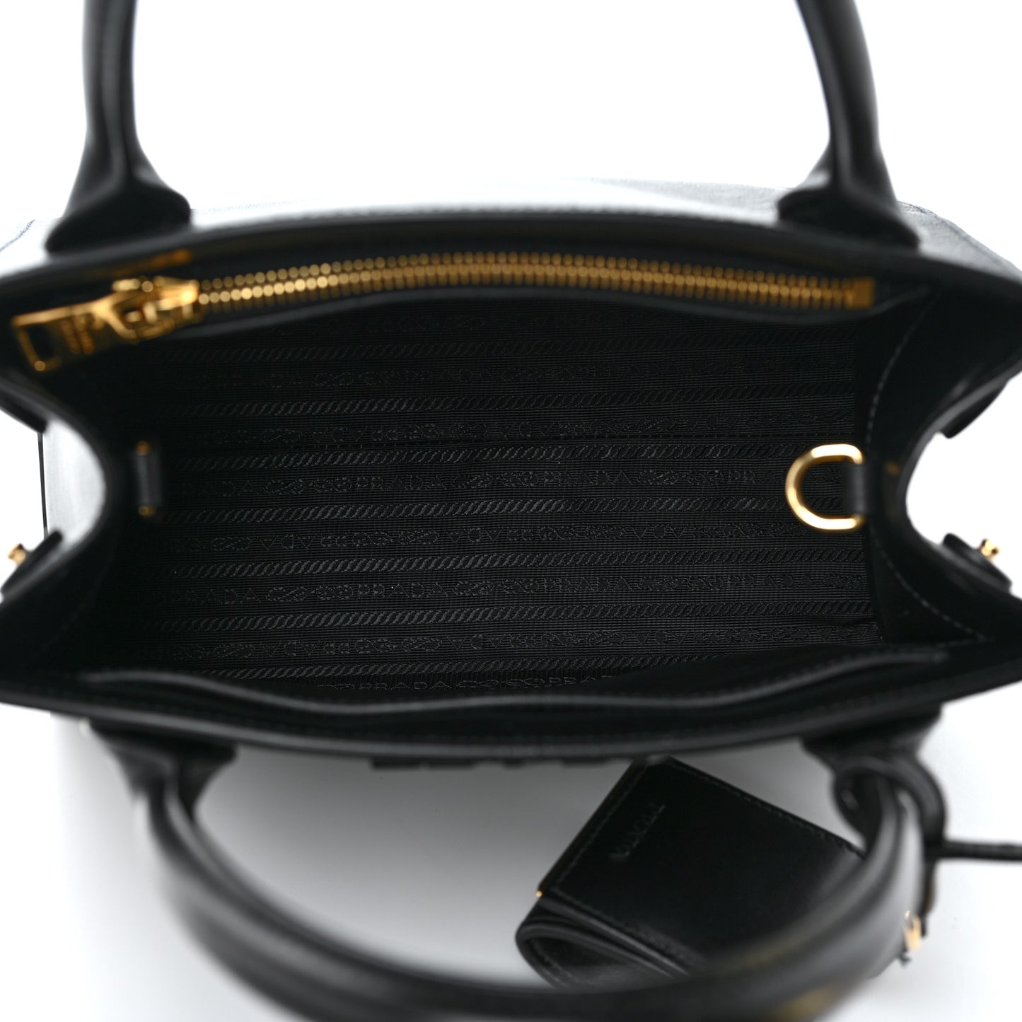 Saffiano Cuir Calfskin Small Monochrome Top Handle Tote Black