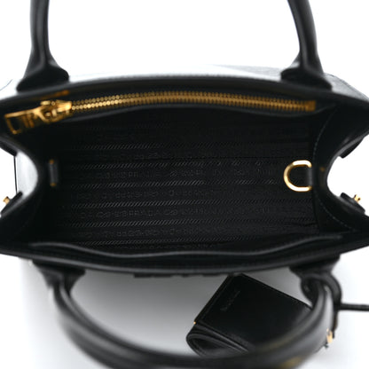 Prada Saffiano Cuir Calfskin Small Monochrome Top Handle Tote Black 5 of 9