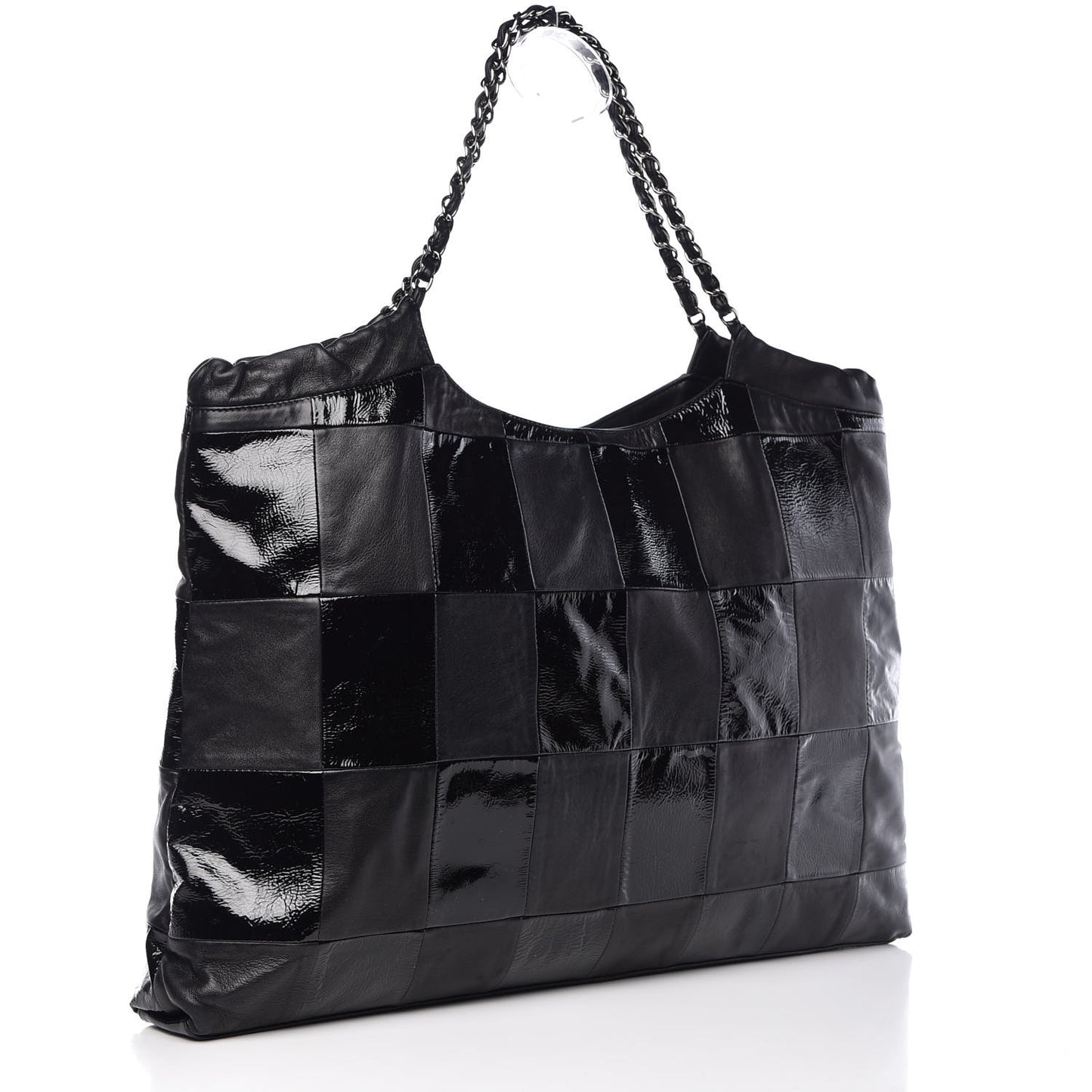 Patent Patchwork Large Brooklyn Tote Black