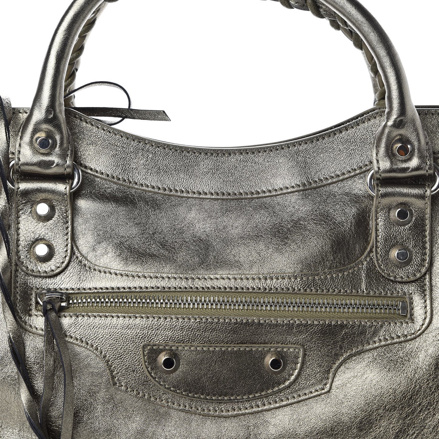 Metallic Agneau Classic Silver Hardware City Pewter