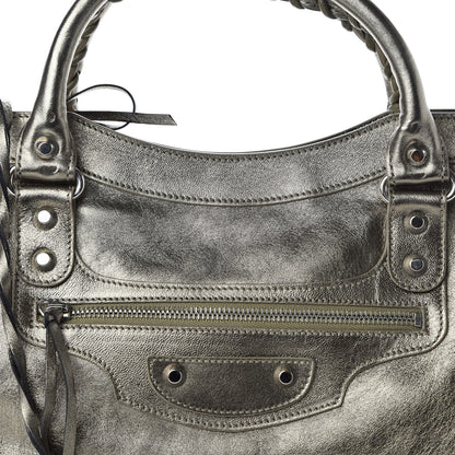 Balenciaga Metallic Agneau Classic Silver Hardware City Pewter 9 of 9