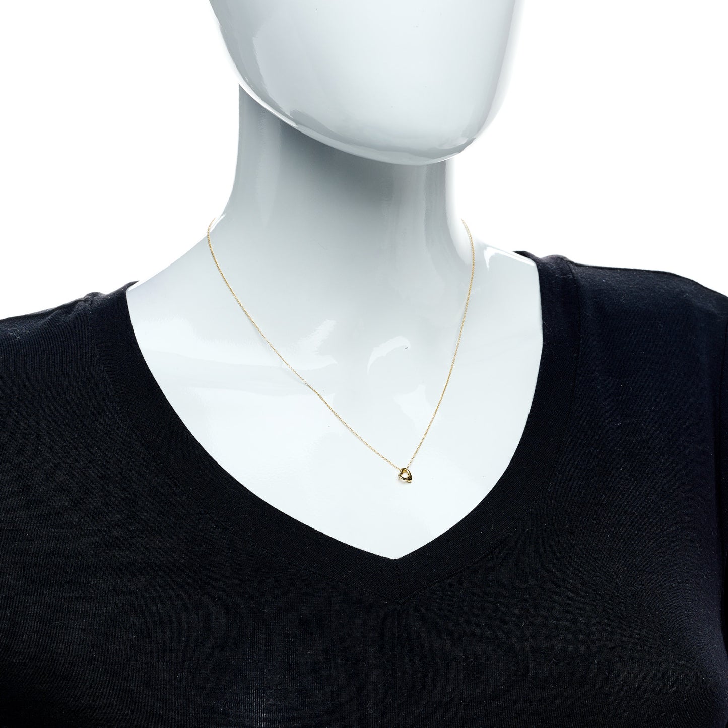 18K Yellow Gold 7mm Elsa Peretti Open Heart Pendant Necklace