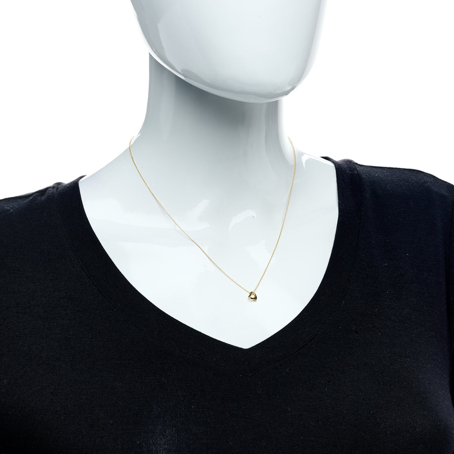 Tiffany 18K Yellow Gold 7mm Elsa Peretti Open Heart Pendant Necklace 2 of 5