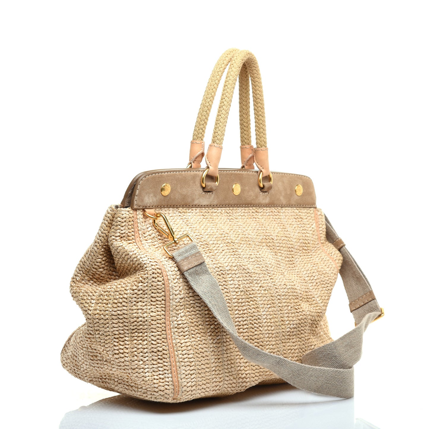 Straw Suede Frame Tote